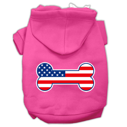 Pet Dog & Cat Hoodie Screen Printed, "Bone Shaped American Flag"