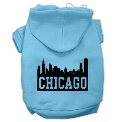 Sudadera con capucha para mascotas, perros y gatos serigrafiada, "Chicago Skyline"