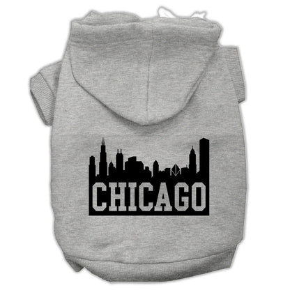 Sudadera con capucha para mascotas, perros y gatos serigrafiada, "Chicago Skyline"