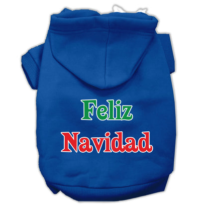 Sudadera con capucha navideña para perros y gatos serigrafiada, "Feliz Navidad"