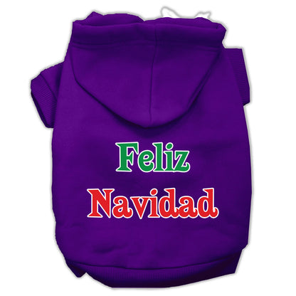 Sudadera con capucha navideña para perros y gatos serigrafiada, "Feliz Navidad"