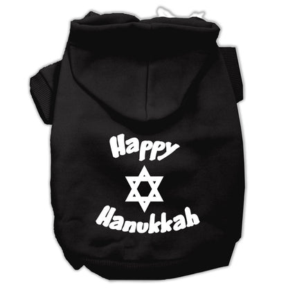 Hanukkah Pet Dog &amp; Cat Sudadera con capucha serigrafiada, "Happy Hanukkah"