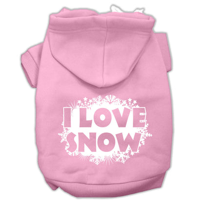 Christmas Pet Dog & Cat Hoodie Screen Printed, "I Love Snow"