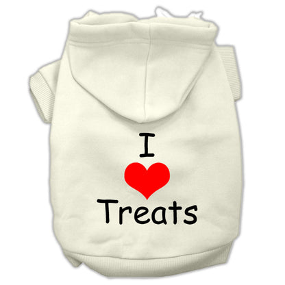 Sudadera con capucha para mascotas, perros y gatos serigrafiada, "I Love Treats"