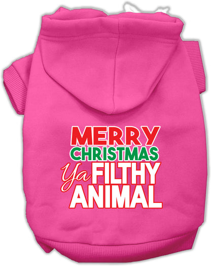 Sudadera con capucha navideña para perros y gatos serigrafiada, "Merry Christmas Ya Filthy Animal"