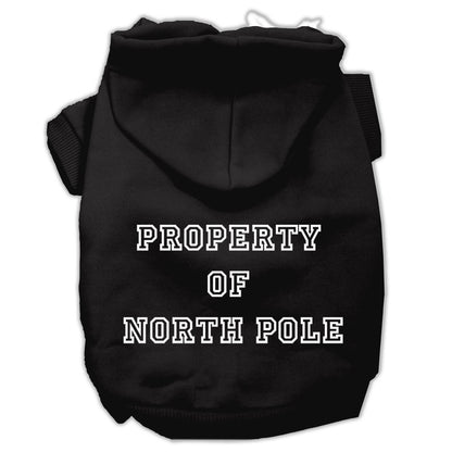 Christmas Pet Dog & Cat Hoodie Screen Printed, "Property of North Pole"