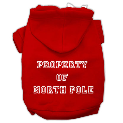 Christmas Pet Dog & Cat Hoodie Screen Printed, "Property of North Pole"