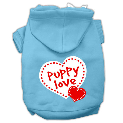 Sudadera con capucha para perros y gatos, serigrafiada, "Puppy Love"