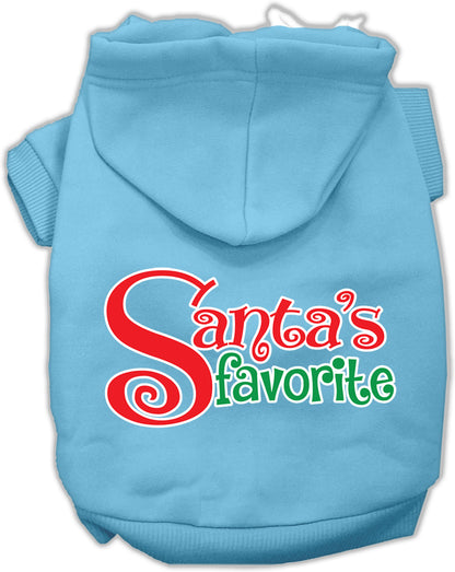 Sudadera con capucha navideña para mascotas, perros y gatos serigrafiada, "El favorito de Santa"