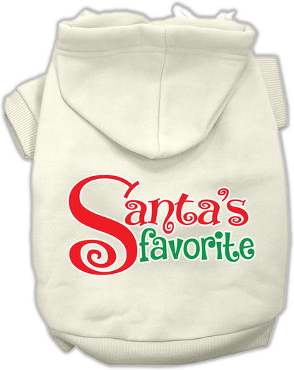 Sudadera con capucha navideña para mascotas, perros y gatos serigrafiada, "El favorito de Santa"