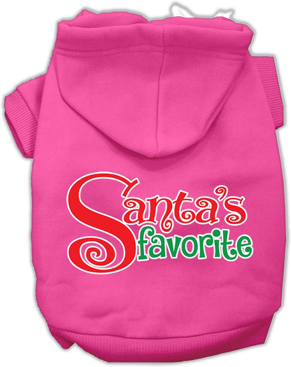 Sudadera con capucha navideña para mascotas, perros y gatos serigrafiada, "El favorito de Santa"