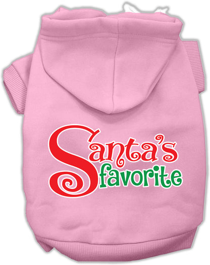 Sudadera con capucha navideña para mascotas, perros y gatos serigrafiada, "El favorito de Santa"