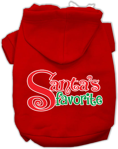 Sudadera con capucha navideña para mascotas, perros y gatos serigrafiada, "El favorito de Santa"