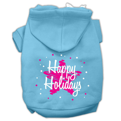 Sudadera con capucha navideña para perros y gatos serigrafiada, "Scribble Happy Holidays"