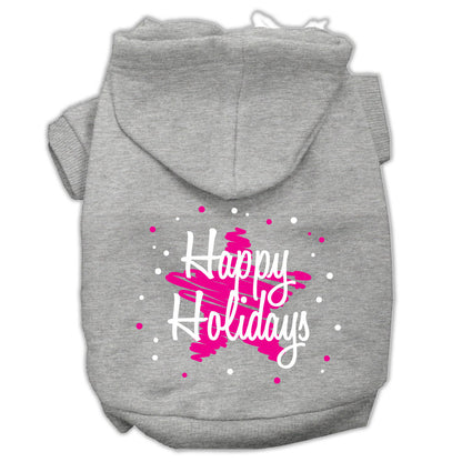 Sudadera con capucha navideña para perros y gatos serigrafiada, "Scribble Happy Holidays"