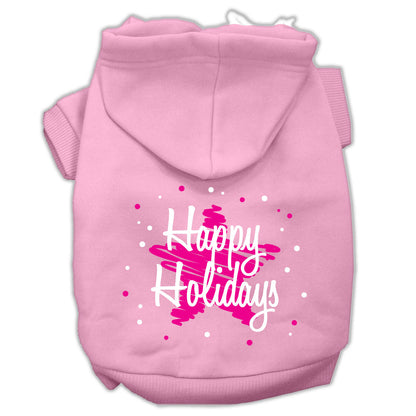 Sudadera con capucha navideña para perros y gatos serigrafiada, "Scribble Happy Holidays"