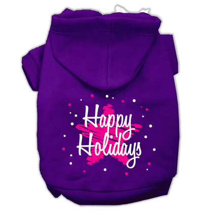 Sudadera con capucha navideña para perros y gatos serigrafiada, "Scribble Happy Holidays"