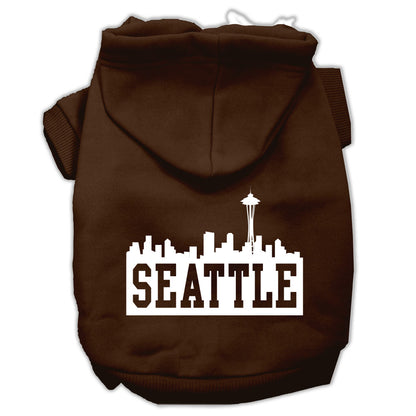 Pet Dog & Cat Hoodie Screen Printed, "Seattle Skyline"