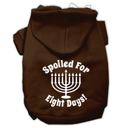 Hanukkah Pet Dog &amp; Cat Sudadera con capucha serigrafiada, "Mimado durante ocho días"