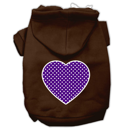 Sudadera con capucha para perros y gatos serigrafiada, "Purple Swiss Dots Heart"