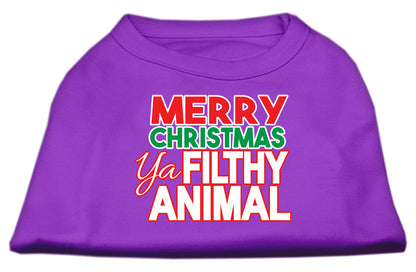 Camisa navideña para perros y gatos con serigrafía, "Merry Christmas Ya Filthy Animal"