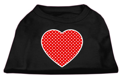 Camisa para perros y gatos con estampado serigrafiado, "Swiss Dots Red Heart"