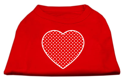 Camisa para perros y gatos con estampado serigrafiado, "Swiss Dots Red Heart"