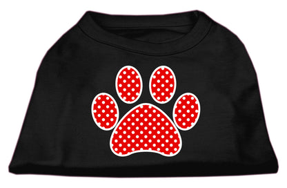 Camisa para perros y gatos con estampado serigrafiado, "Swiss Dots Red Paw"