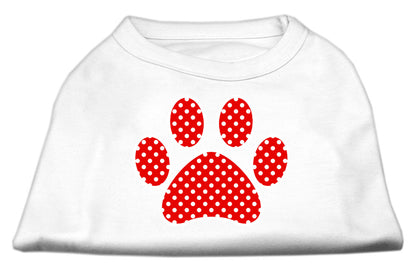 Camisa para perros y gatos con estampado serigrafiado, "Swiss Dots Red Paw"