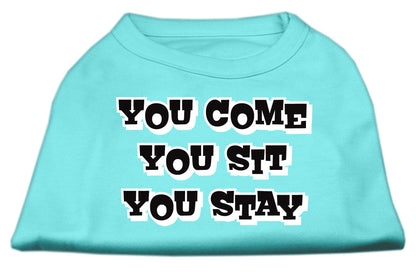 Pet Dog & Cat Shirt Screen Printed, "You Come, You Sit, You Stay"