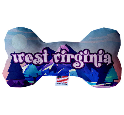 Pet & Dog Plush Bone Toys, "West Virginia State Options" (Available in different pattern options)