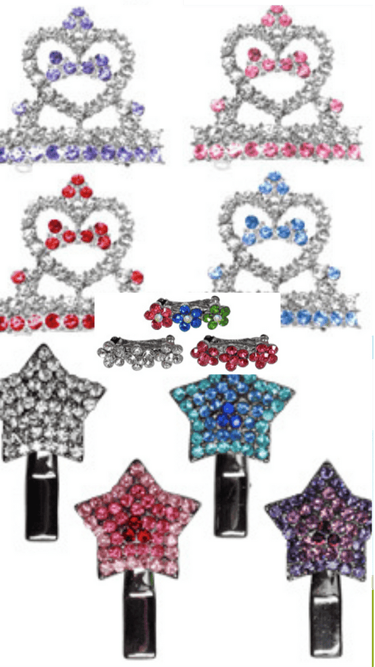 Clearance - Assorted Hair/Fur Crystal Clips and Barrettes