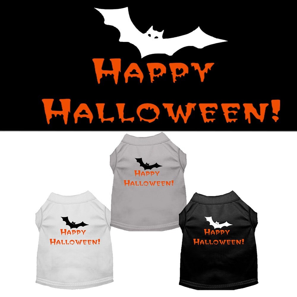 Halloween Pet Dog & Cat Shirt Screen Printed, "Happy Halloween"