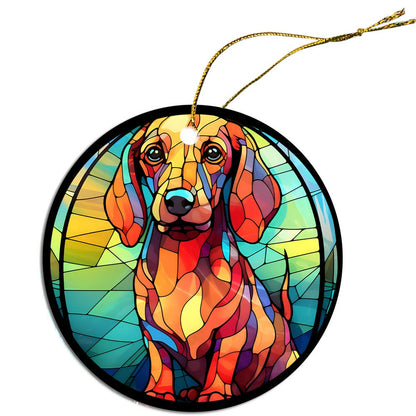 Dog Breed Christmas Ornament Stained Glass Style, "Dachshund"