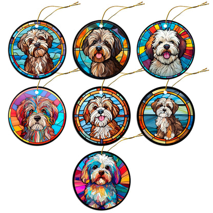 Dog Breed Christmas Ornament Stained Glass Style, &quot;Havanese&quot;