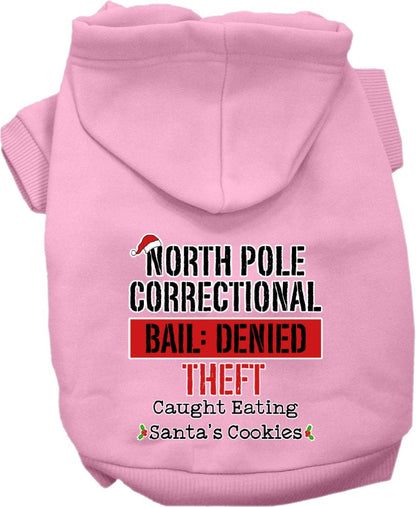 Christmas Pet, Dog & Cat Hoodie Screen Printed, "North Pole Correctional"