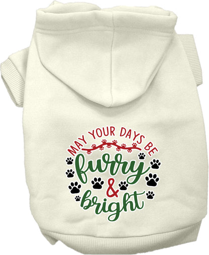 Christmas Pet, Dog and Cat Hoodie Screen Printed, "Furry & Bright"