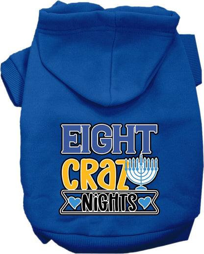 Hanukkah Pet, Dog and Cat Hoodie Screen Printed, "Eight Crazy Nights"