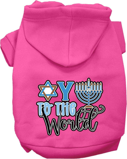 Hanukkah Pet, Dog and Cat Hoodie Screen Printed, "Oy To The World"