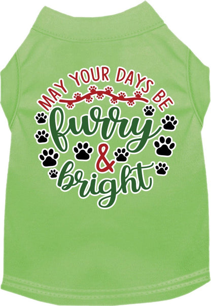 Christmas Pet Dog and Cat Shirt Screen Printed, "Furry & Bright"