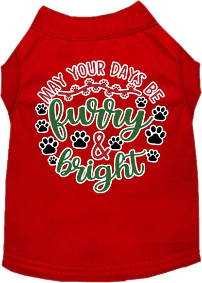 Christmas Pet Dog and Cat Shirt Screen Printed, "Furry & Bright"