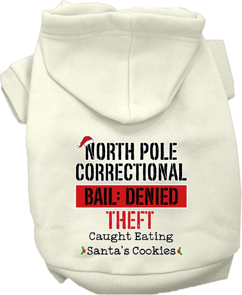 Christmas Pet, Dog & Cat Hoodie Screen Printed, "North Pole Correctional"