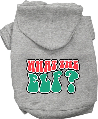 Christmas Pet, Dog and Cat Hoodie Screen Printed, "What The Elf"