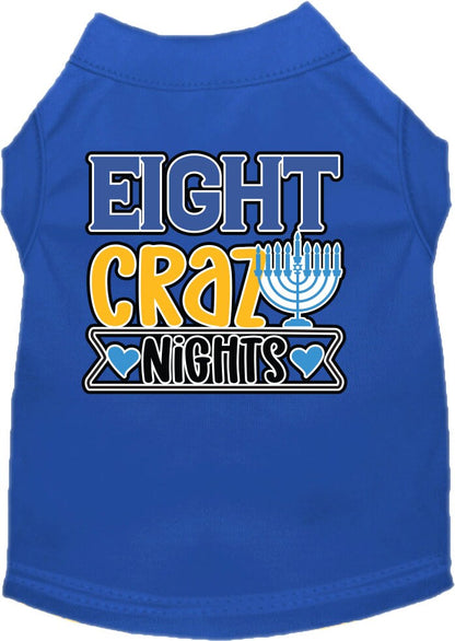 Hanukkah Pet Dog and Cat Shirt Screen Printed, "Eight Crazy Nights"