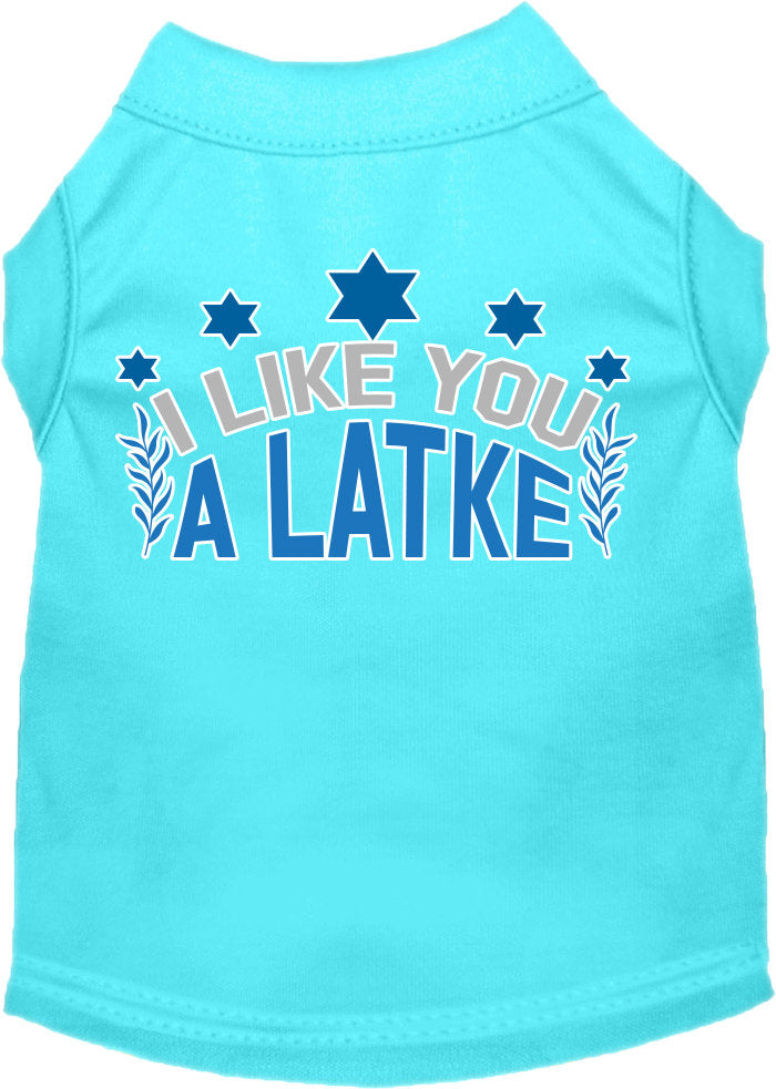 Hanukkah Pet Dog and Cat Shirt Screen Printed, "I Like You A Latke"