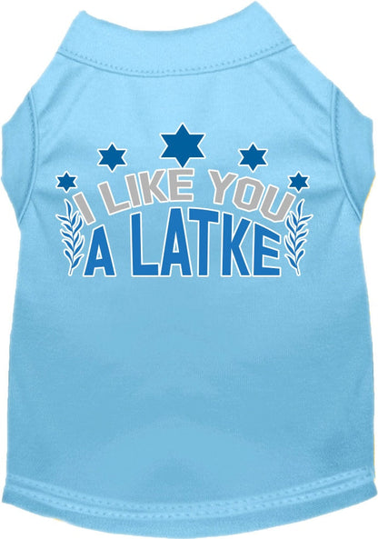 Hanukkah Pet Dog and Cat Shirt Screen Printed, "I Like You A Latke"