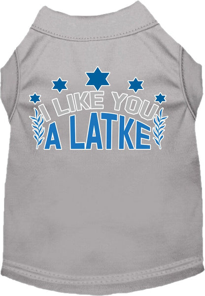 Hanukkah Pet Dog and Cat Shirt Screen Printed, "I Like You A Latke"