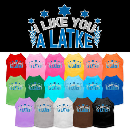 Hanukkah Pet Dog and Cat Shirt Screen Printed, "I Like You A Latke"