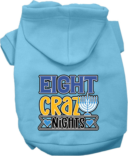 Hanukkah Pet, Dog and Cat Hoodie Screen Printed, "Eight Crazy Nights"