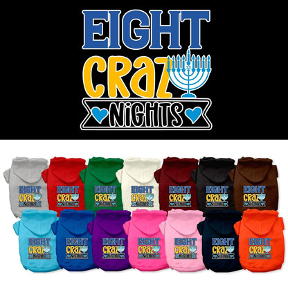 Hanukkah Pet, Dog and Cat Hoodie Screen Printed, "Eight Crazy Nights"